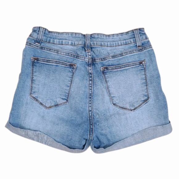 KanCan Distressed Cuffed Hem Jean Shorts Stretch Size W9 28 Blue Casual Denim - Picture 2 of 7